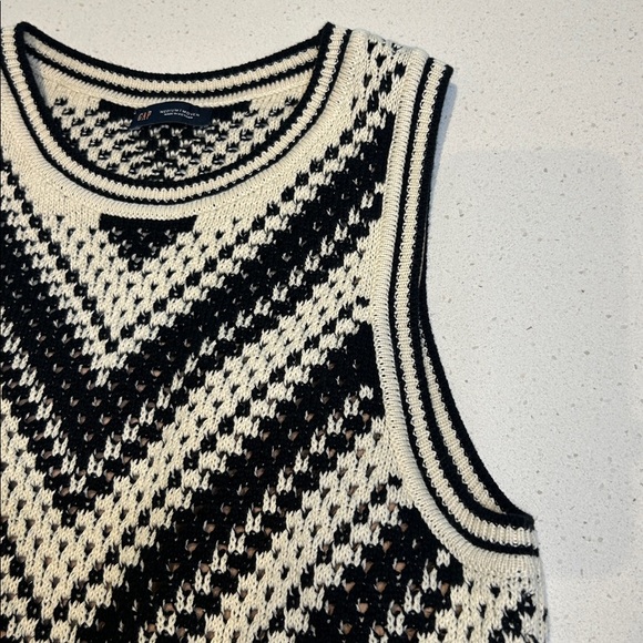 GAP Black Sleeveless Knit Crochet Midi Sweater Dress 100% Cotton Size M - Picture 11 of 13